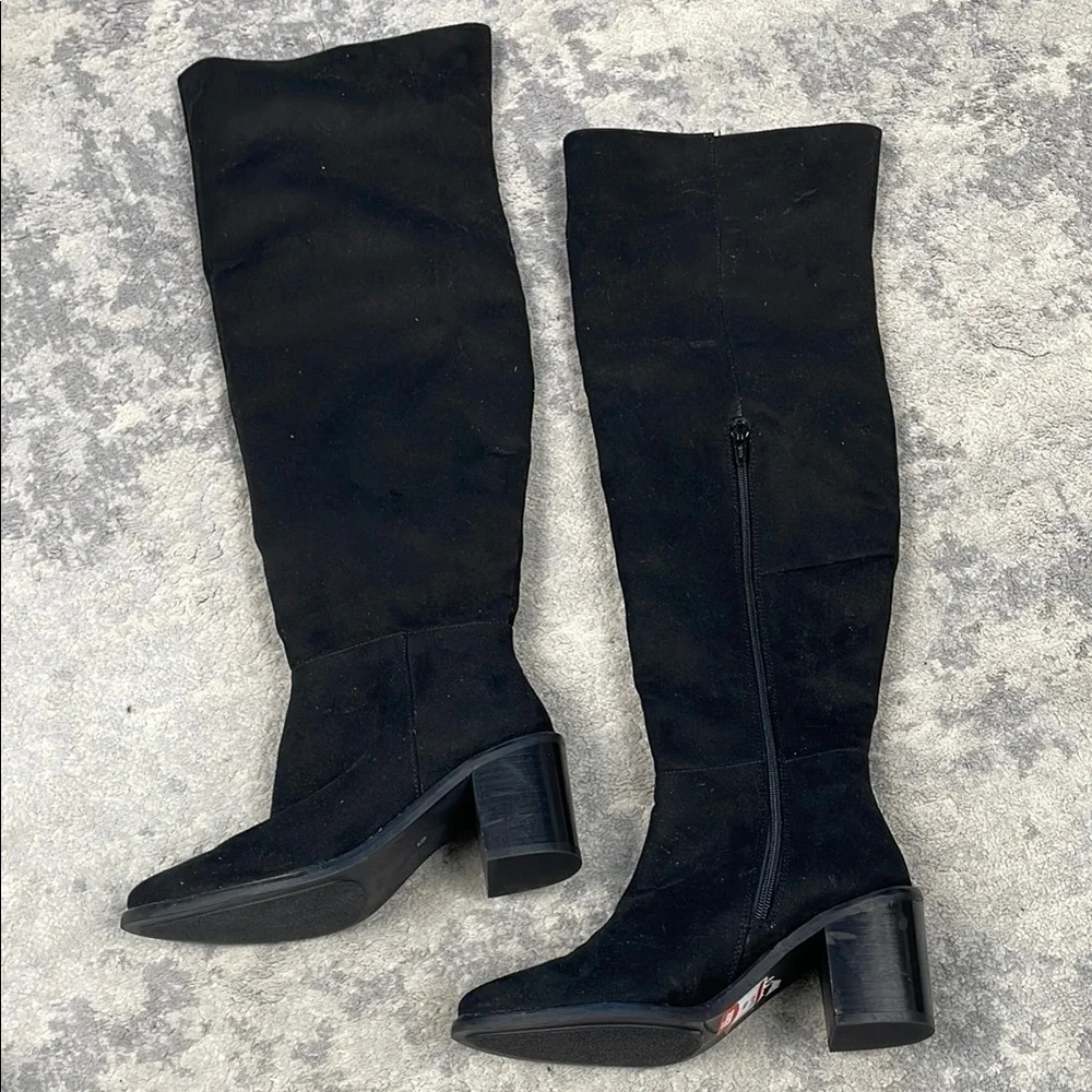 New Seychelles Gifted Tall Boot Over The Knee Black Suede Sz 6